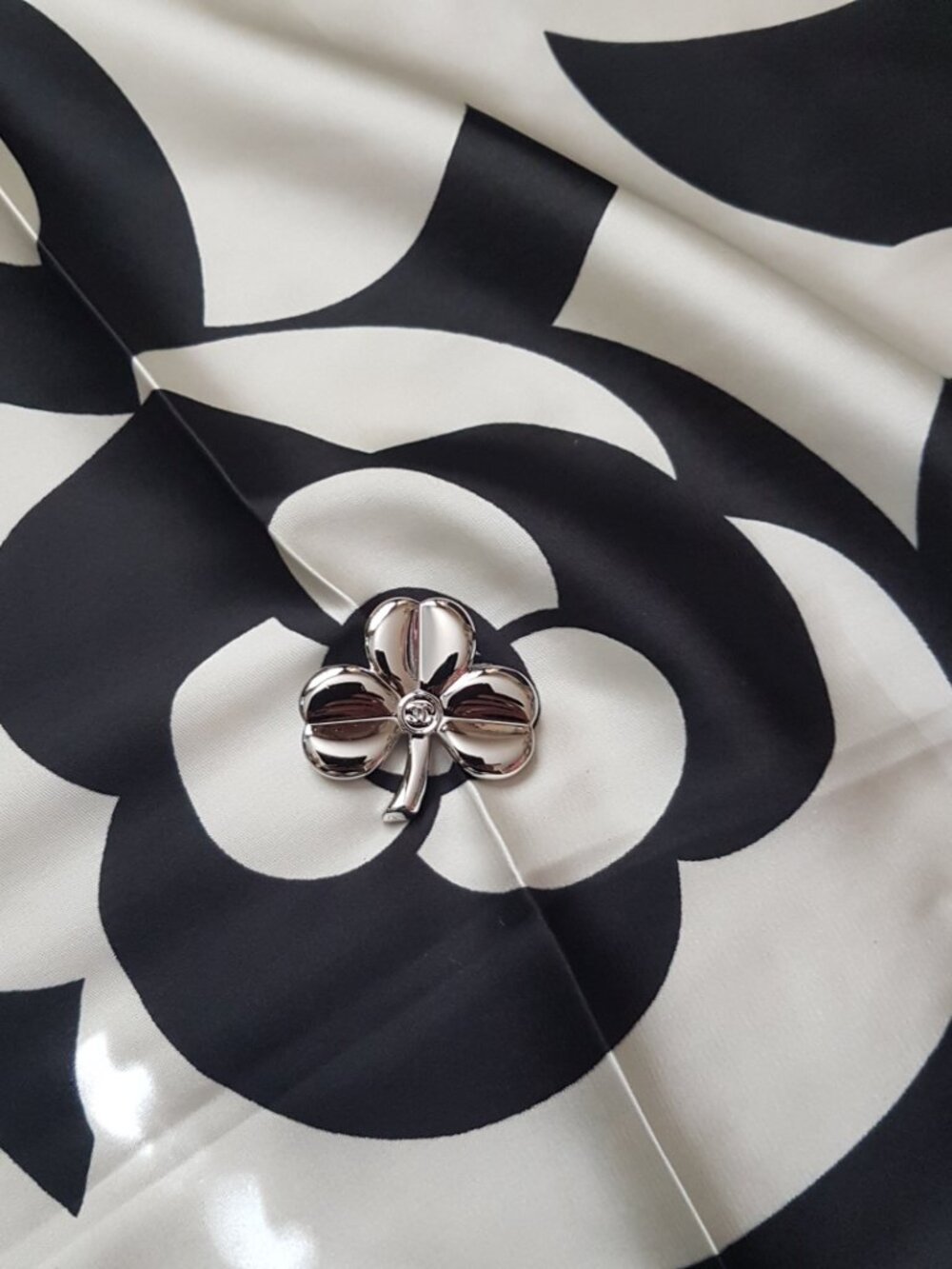 Elegant three-leaf clover Chanel brooch